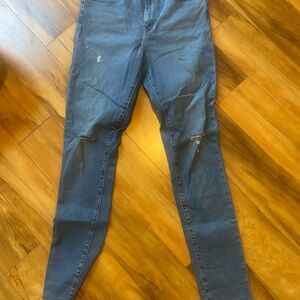 Levi's Distressed Straight Leg Jeans - Dark Blue